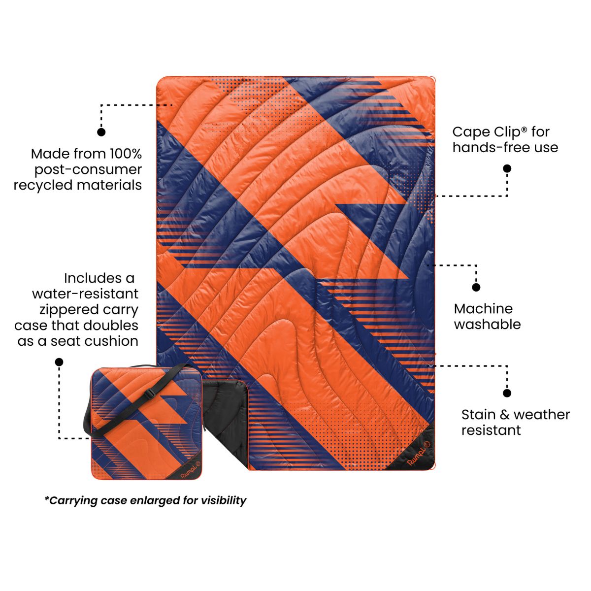 Gametime Puffy Blanket - Blue / Orange