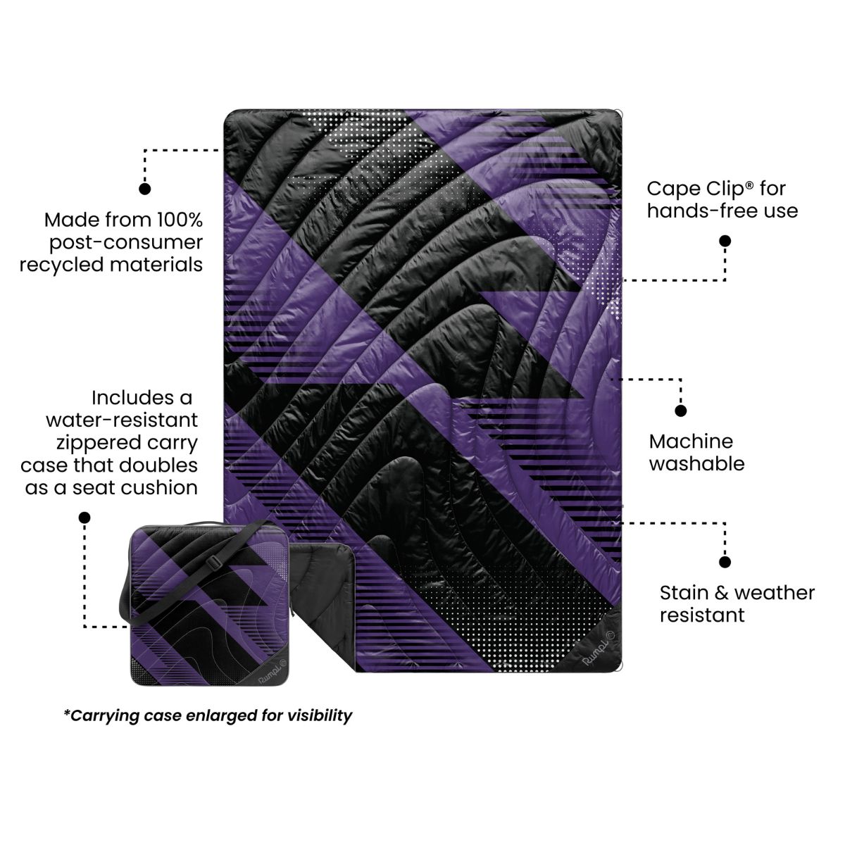 Gametime Puffy Blanket - Purple / Black