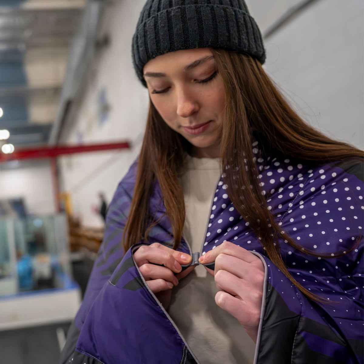 Gametime Puffy Blanket - Purple / Black