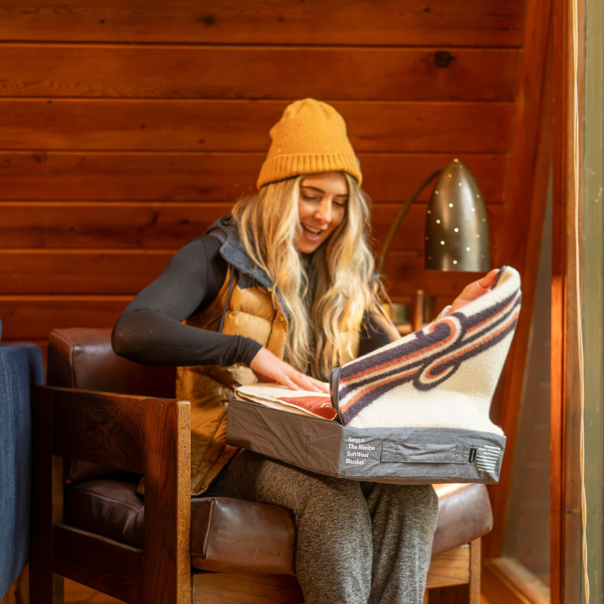 Merino Softwool 2 Person Blanket - Quilted Amber