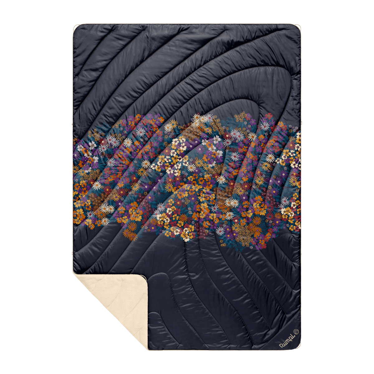 Fleece Puffy Blanket - Midnight Bloom
