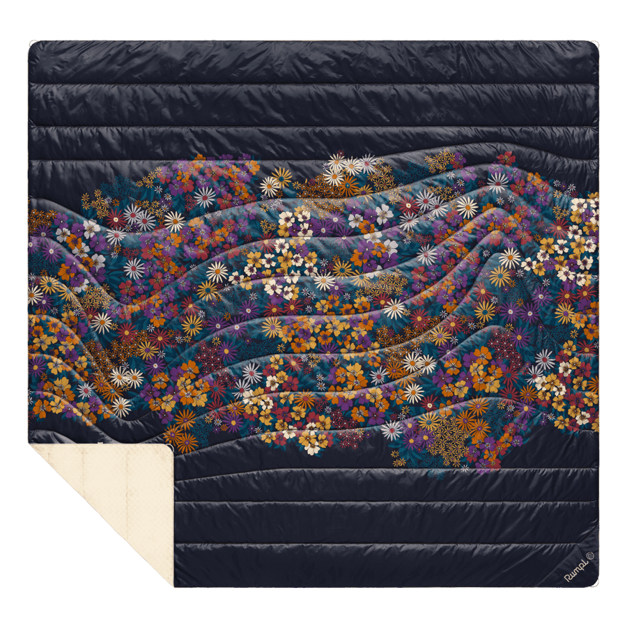 Fleece Puffy 2 Person Blanket - Midnight Bloom