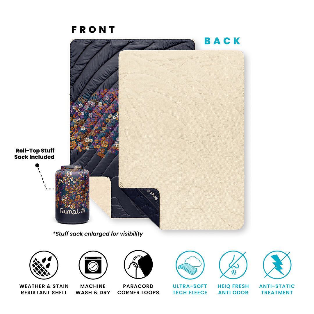 Fleece Puffy Throw Blanket - Midnight Bloom
