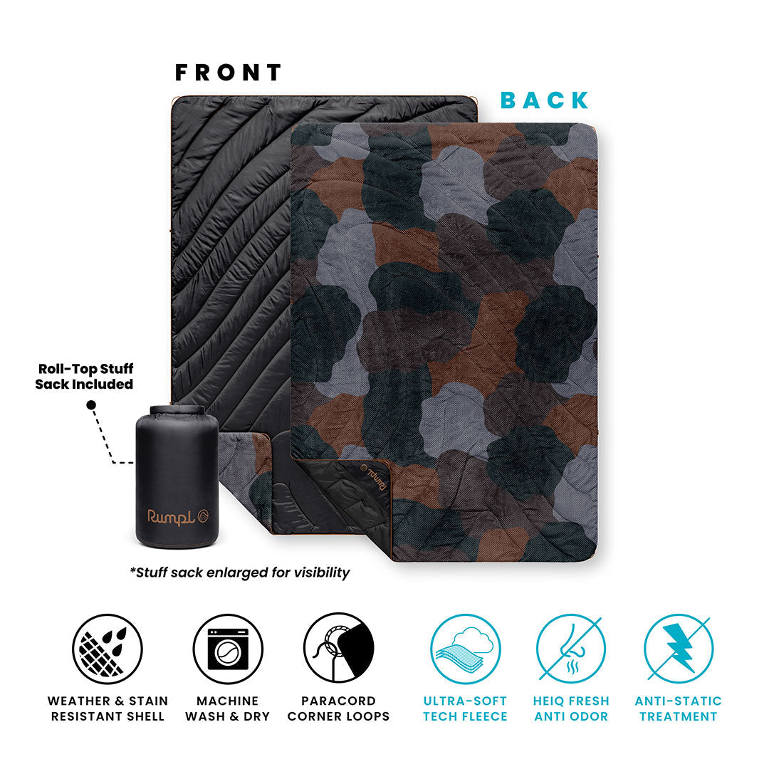 Fleece Puffy Throw Blanket - Puzzled Black