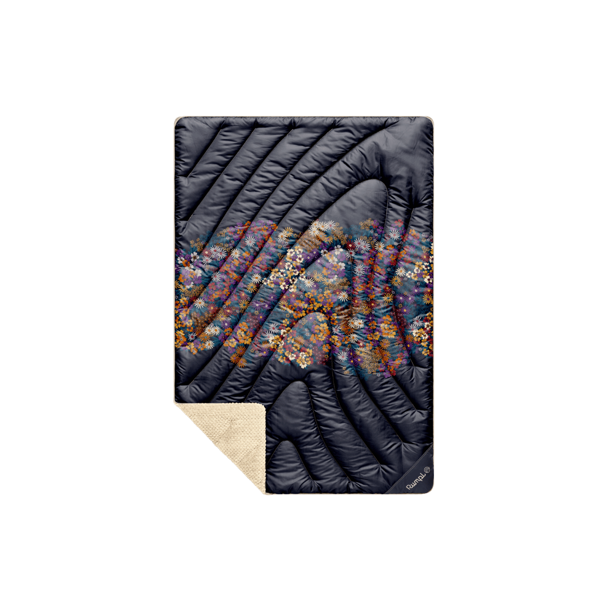 Fleece Puffy Mini Blanket - Midnight Bloom