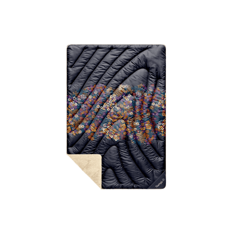 Fleece Puffy Mini Blanket - Midnight Bloom