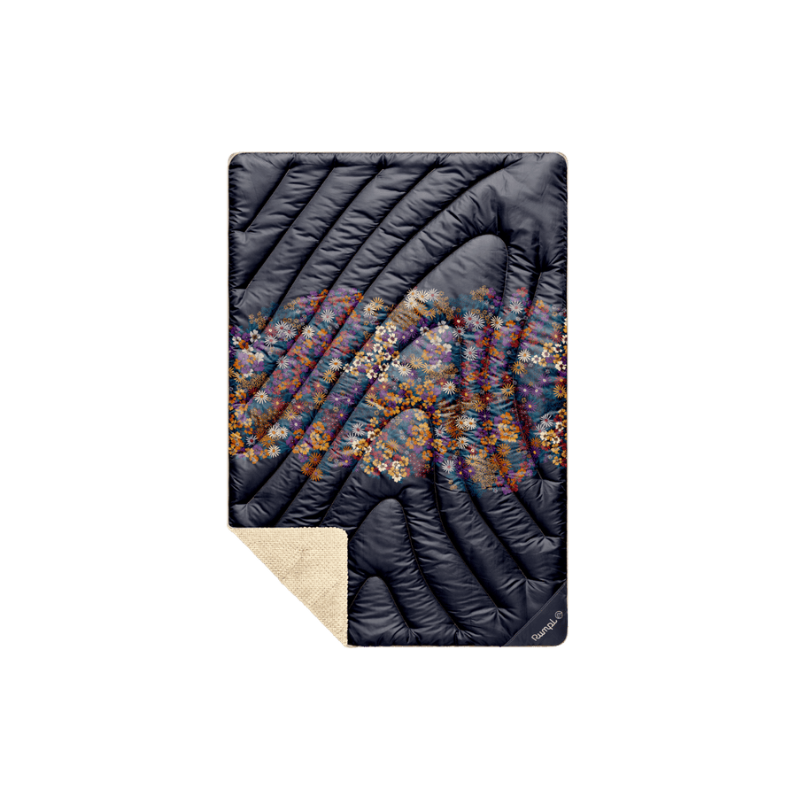 Fleece Puffy Mini Blanket - Midnight Bloom