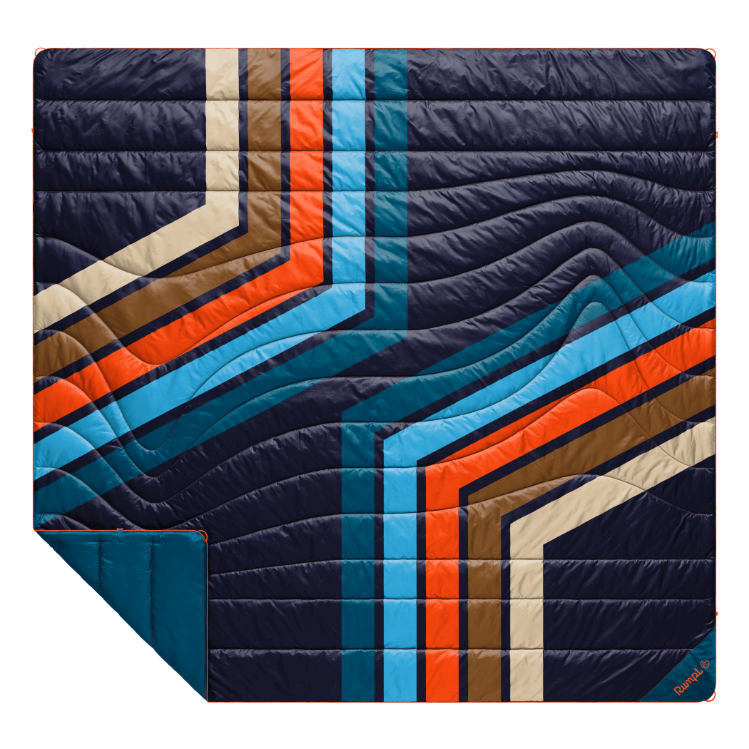 Original Puffy 2 Person Blanket - Midnight Retro Stripes