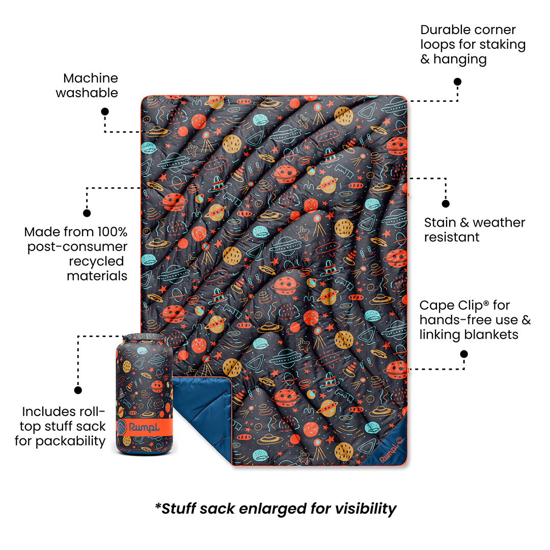 Original Puffy Throw Blanket - Bedtime Space Doodles