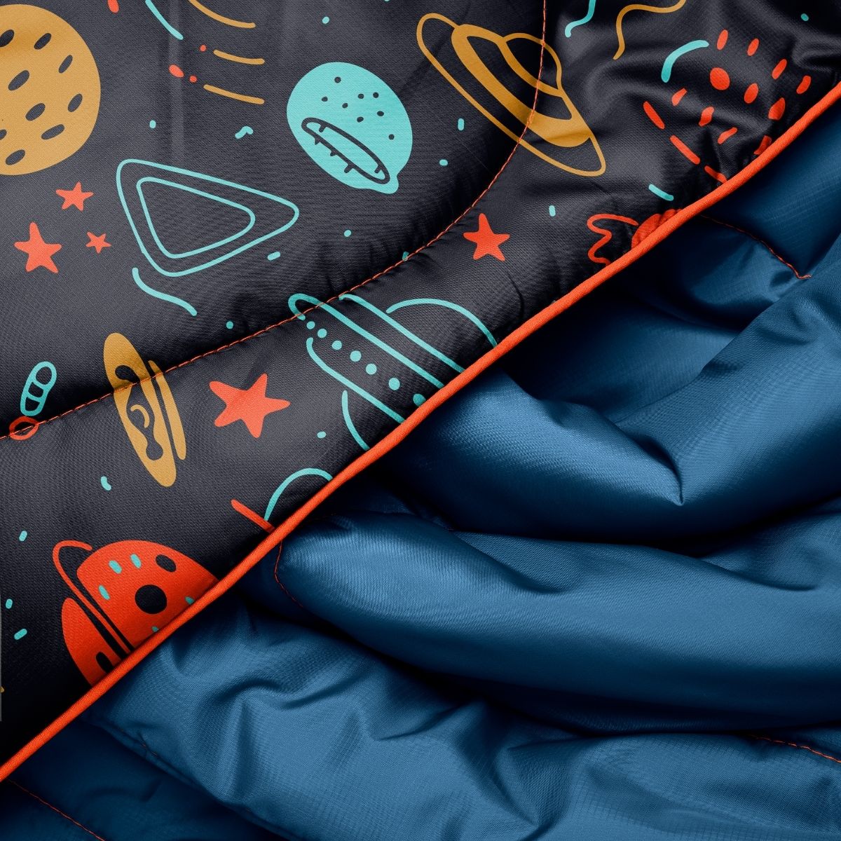 Original Puffy Throw Blanket - Bedtime Space Doodles
