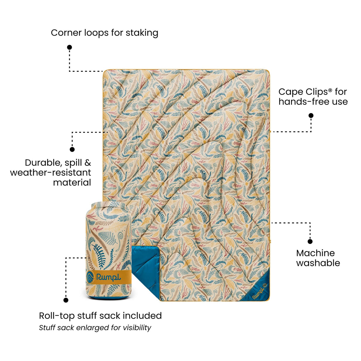 Original Puffy Throw Blanket - Mustard Fern