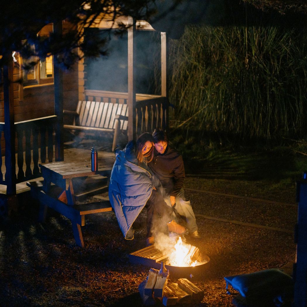 Campfire Puffy Blanket - Sage Navy