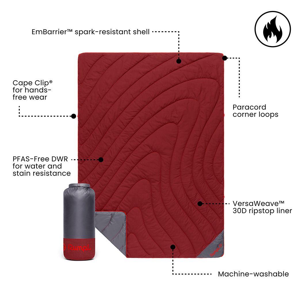 Campfire Puffy Throw Blanket - Cherry Charcoal