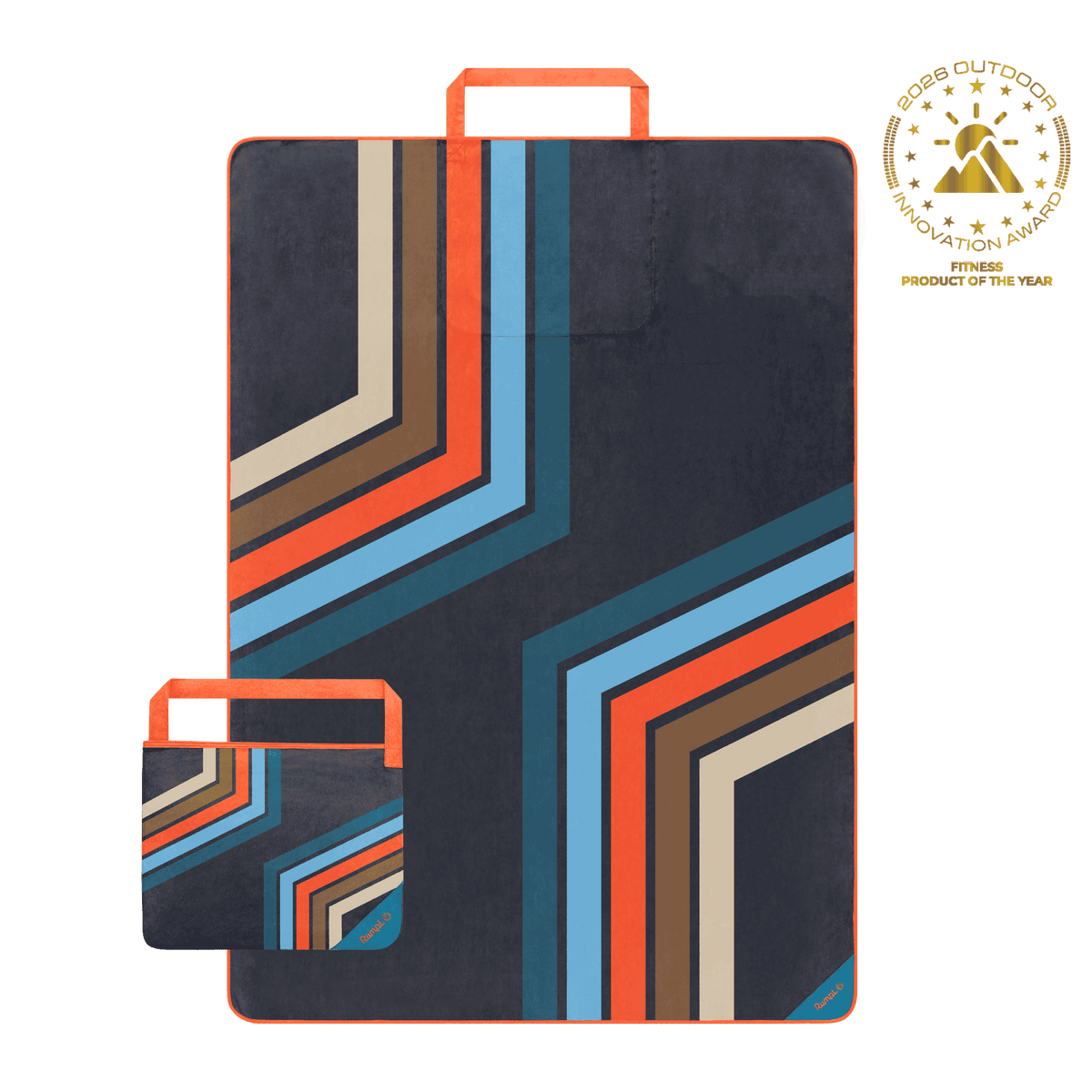 Tech Towel Tote Double - Midnight Retro Stripes